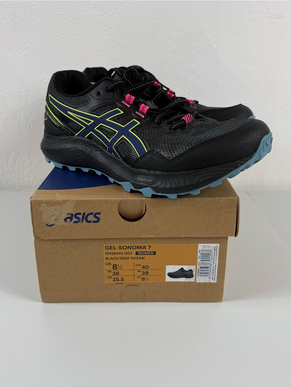 ASICS Gel-Sonoma 7 SIZE 8.5 Athletic Running Sneakers Black/DEEP Ocean